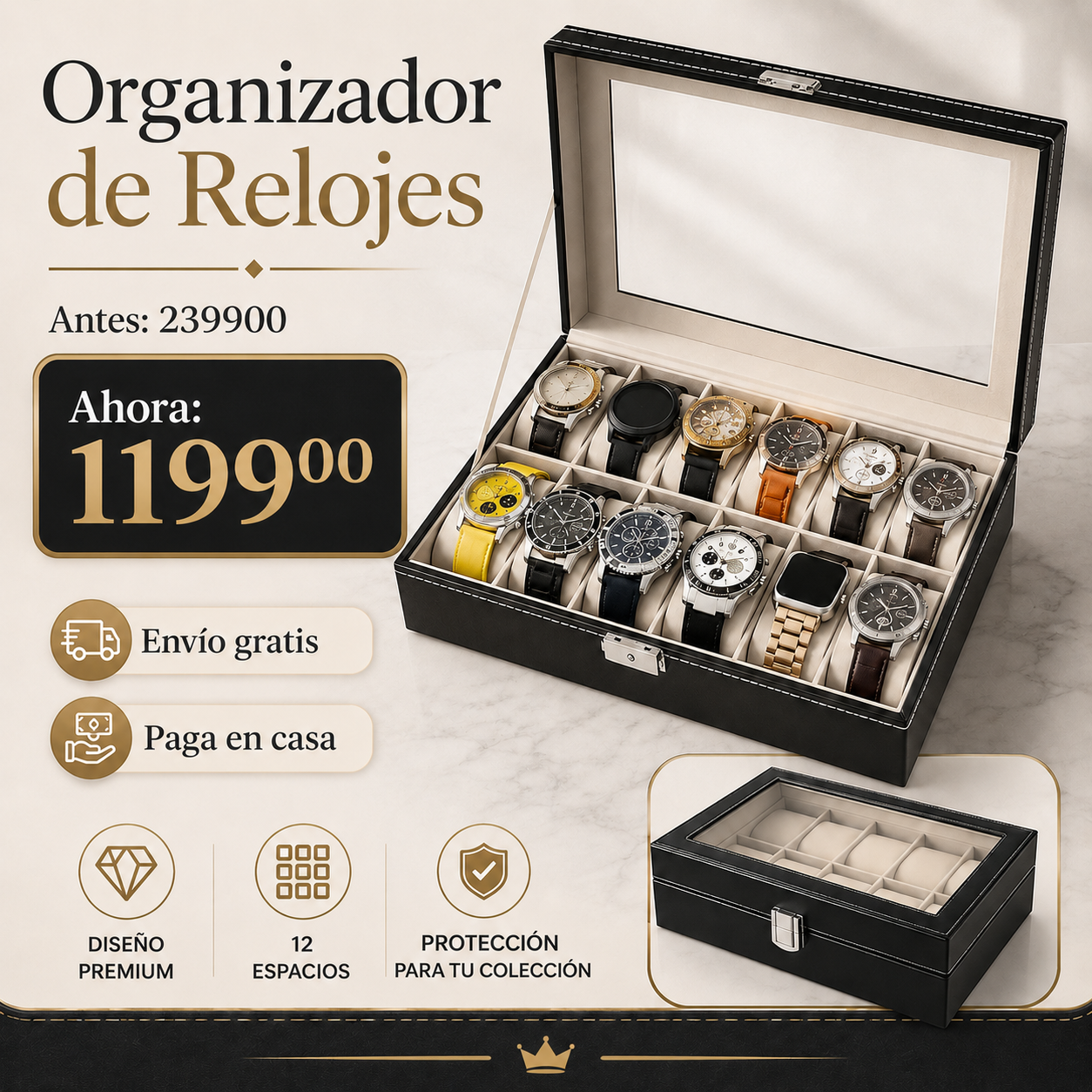 Caja organizadora de relojes